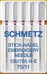 SCHMETZ Embroidery Size 75/11, Pack of 5