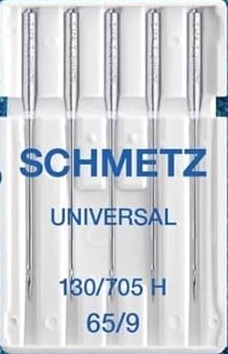 SCHMETZ Universal Sewing Machine Needles - Size 65/9, Pack of 5